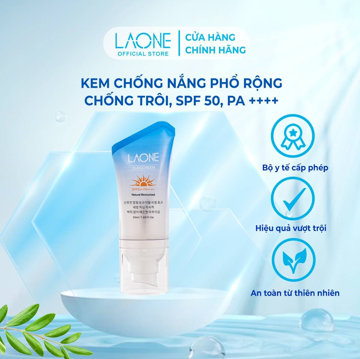 Kem Chống Nắng Dưỡng Ẩm Laone SPF50+ PA++++ – Bảo Vệ & Dưỡng Ẩm Dịu Nhẹ