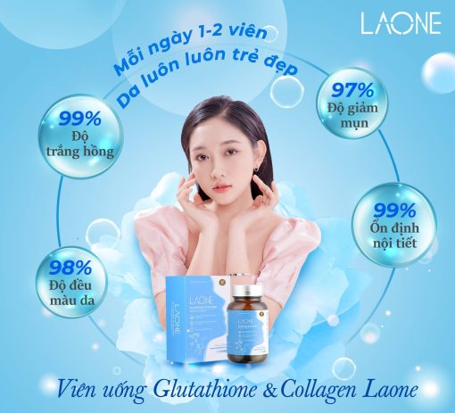 Viên Uống Trắng Da Laone – Glutathione & Collagen – Da Trắng Hồng, Căng Bóng
