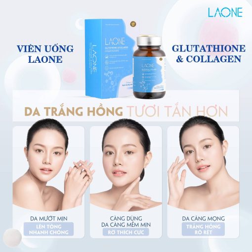 Viên Uống Trắng Da Laone – Glutathione & Collagen – Da Trắng Hồng, Căng Bóng